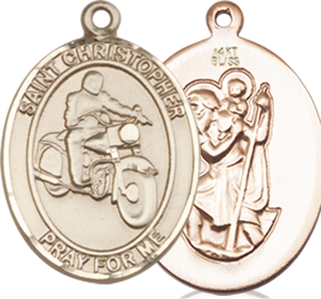 14kt Gold Saint Christopher Motorcycle Medal