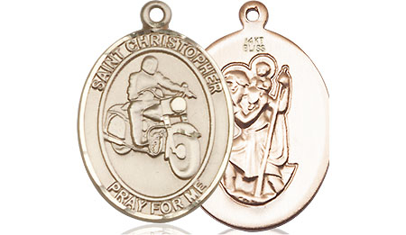 14kt Gold Saint Christopher Motorcycle Medal