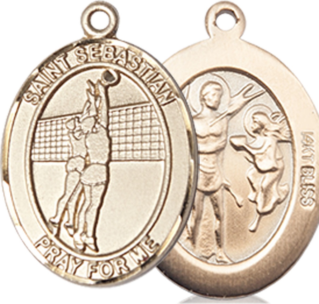 14kt Gold Saint Sebastian Volleyball Medal