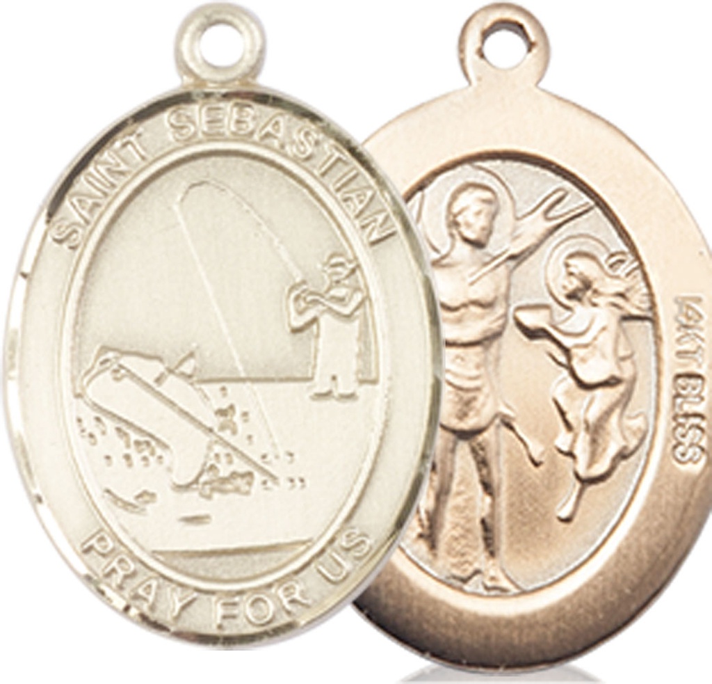 14kt Gold Saint Sebastian Fishing Medal