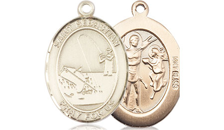 14kt Gold Saint Sebastian Fishing Medal