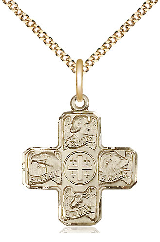 14kt Gold Filled Evangelist Pendant on a 18 inch Gold Plate Light Curb chain