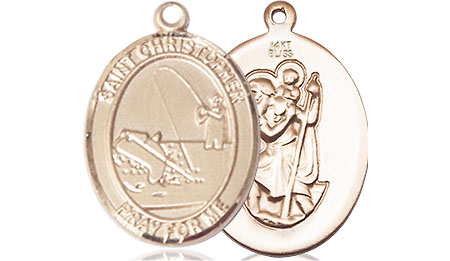 14kt Gold Saint Christopher Fishing Medal
