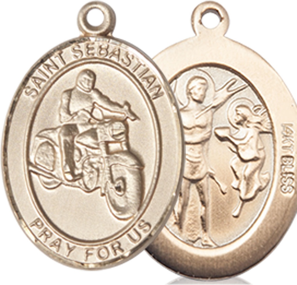 14kt Gold Saint Sebastian Motorcycle Medal