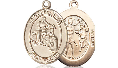14kt Gold Saint Sebastian Motorcycle Medal