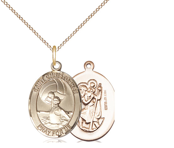 14kt Gold Filled Saint Christopher Water Polo-Women Pendant on a 18 inch Gold Filled Light Curb chain