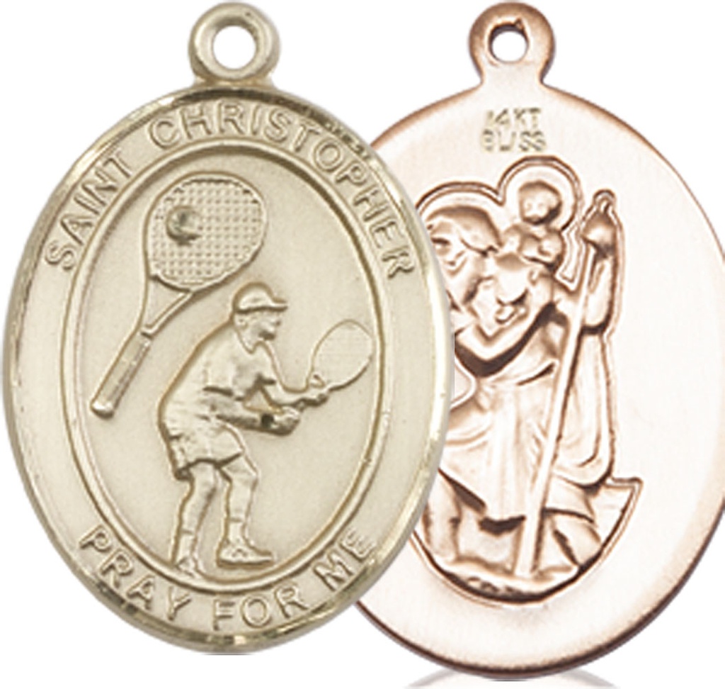 14kt Gold Saint Christopher Tennis Medal