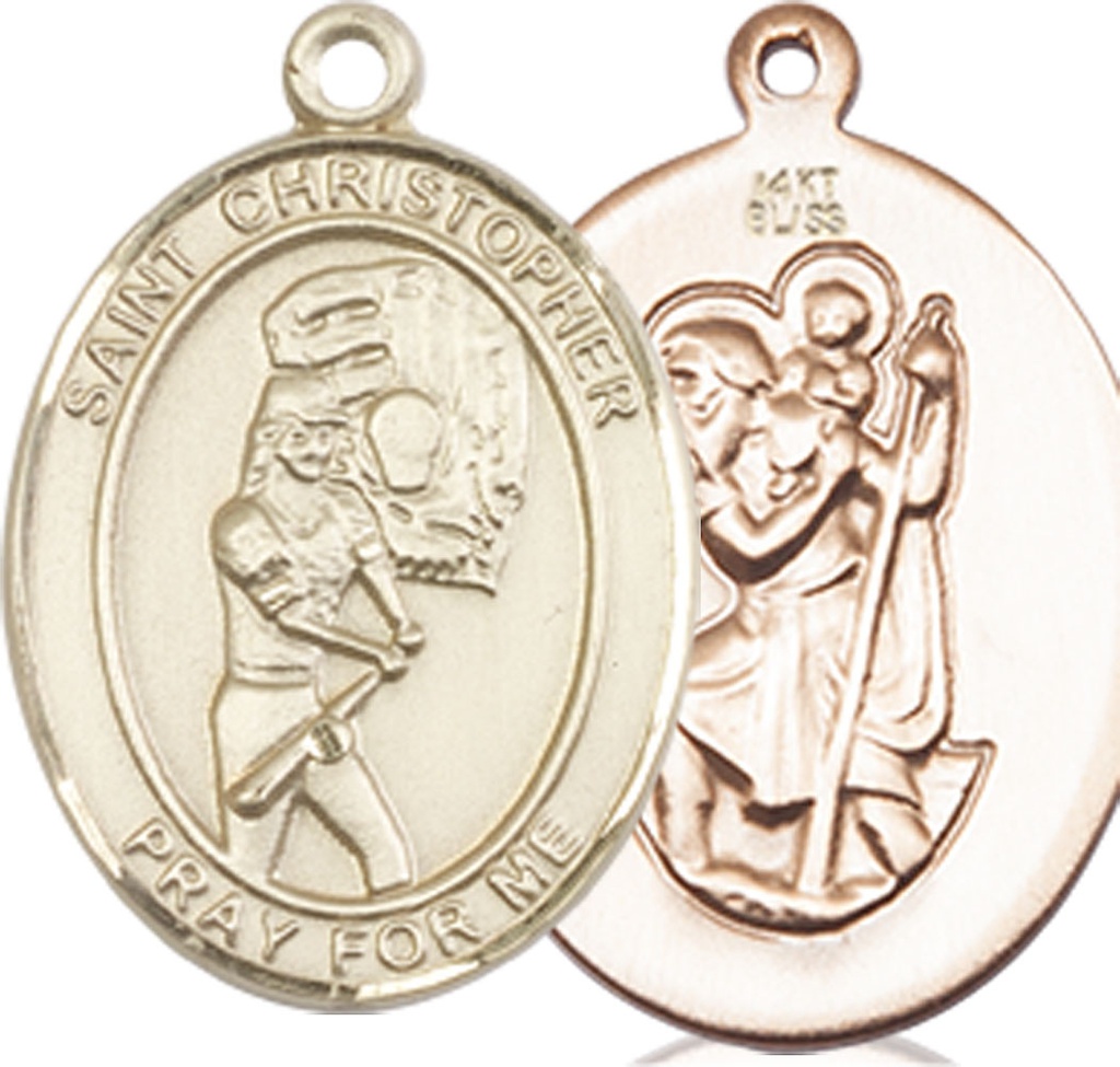 14kt Gold Saint Christopher Softball Medal