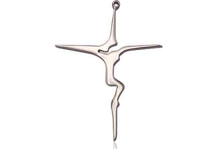 Sterling Silver Modern Crucifix Medal