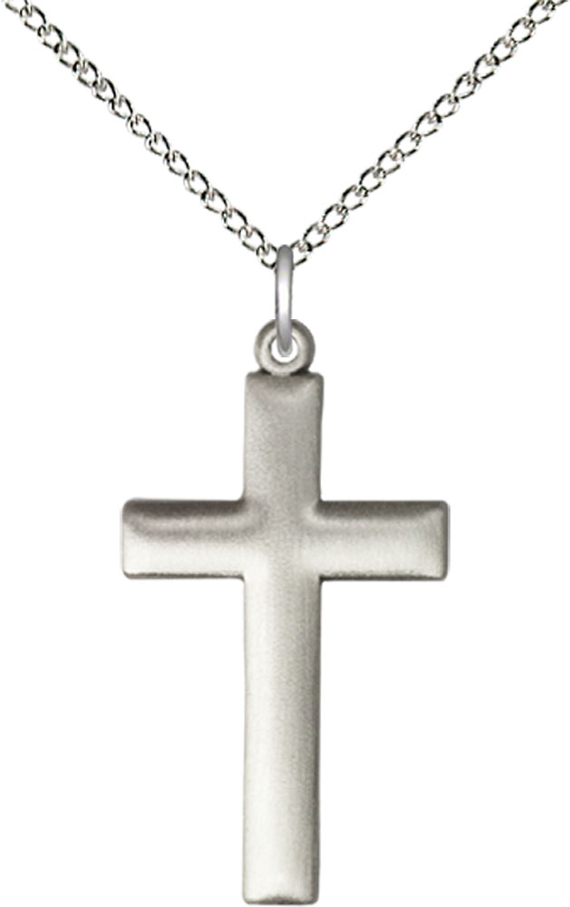 Sterling Silver Cross Pendant on a 18 inch Sterling Silver Light Curb chain