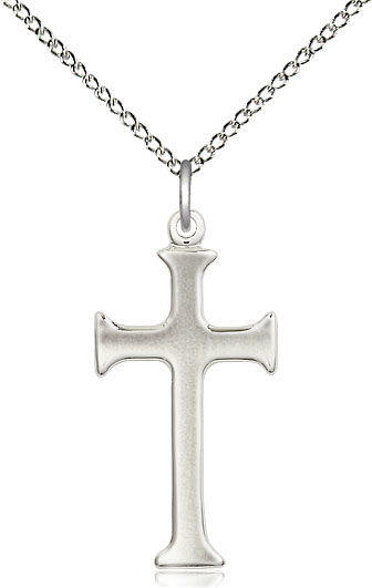 Sterling Silver Cross Pendant on a 18 inch Sterling Silver Light Curb chain