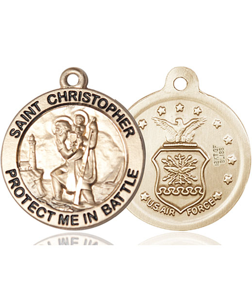 14kt Gold Saint Christopher Air Force Medal