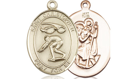14kt Gold Saint Christopher Swimming Medal