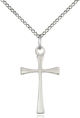 Sterling Silver Maltese Cross Pendant on a 18 inch Sterling Silver Light Curb chain