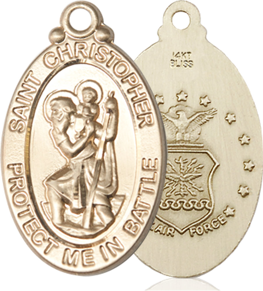 14kt Gold Saint Christopher Air Force Medal