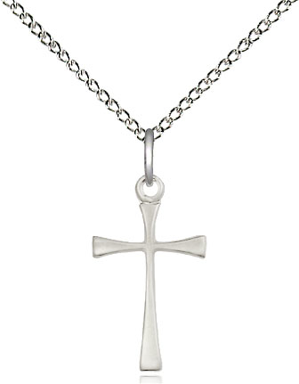 Sterling Silver Maltese Cross Pendant on a 18 inch Sterling Silver Light Curb chain