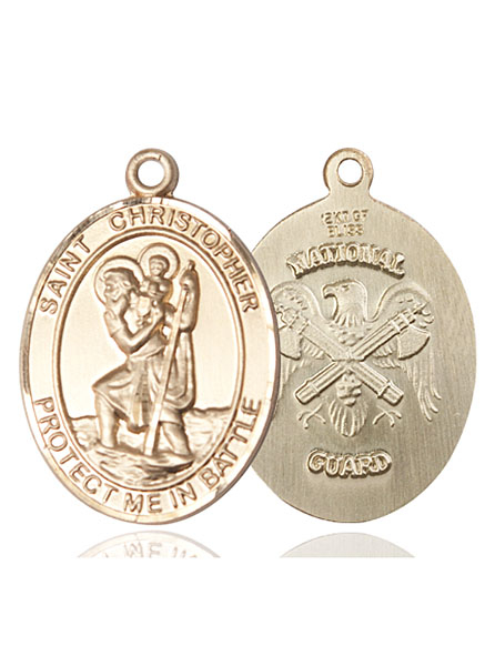 14kt Gold Saint Christopher National Guard Medal