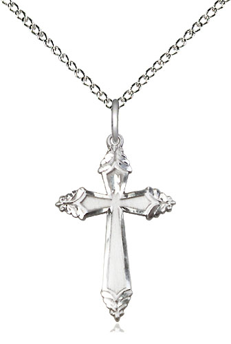 Sterling Silver Cross Pendant on a 18 inch Sterling Silver Light Curb chain