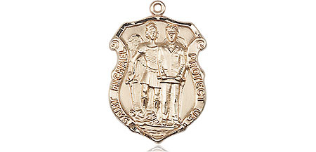 14kt Gold Filled Saint Michael the Archangel Police Shield Medal