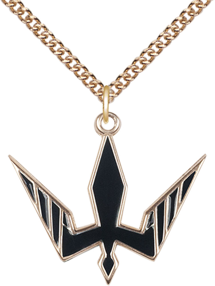 14kt Gold Filled Holy Spirit Pendant on a 24 inch Gold Filled Heavy Curb chain