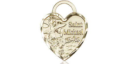 14kt Gold Saint Michael Heart Medal