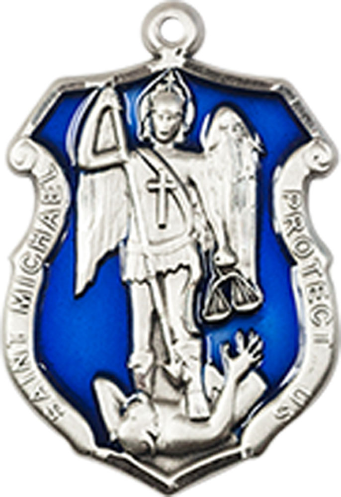 Sterling Silver Saint Michael the Archangel Shield Medal