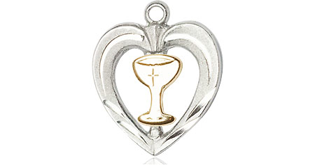 Two-Tone GF/SS Heart / Chalice Medal