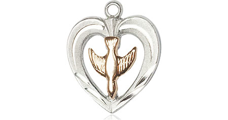 Two-Tone GF/SS Heart / Holy Spirit Medal