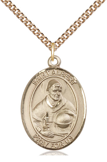 14kt Gold Filled Saint Albert the Great Pendant on a 24 inch Gold Filled Heavy Curb chain
