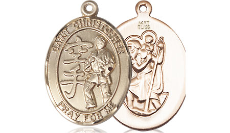 14kt Gold Saint Christopher Karate Medal