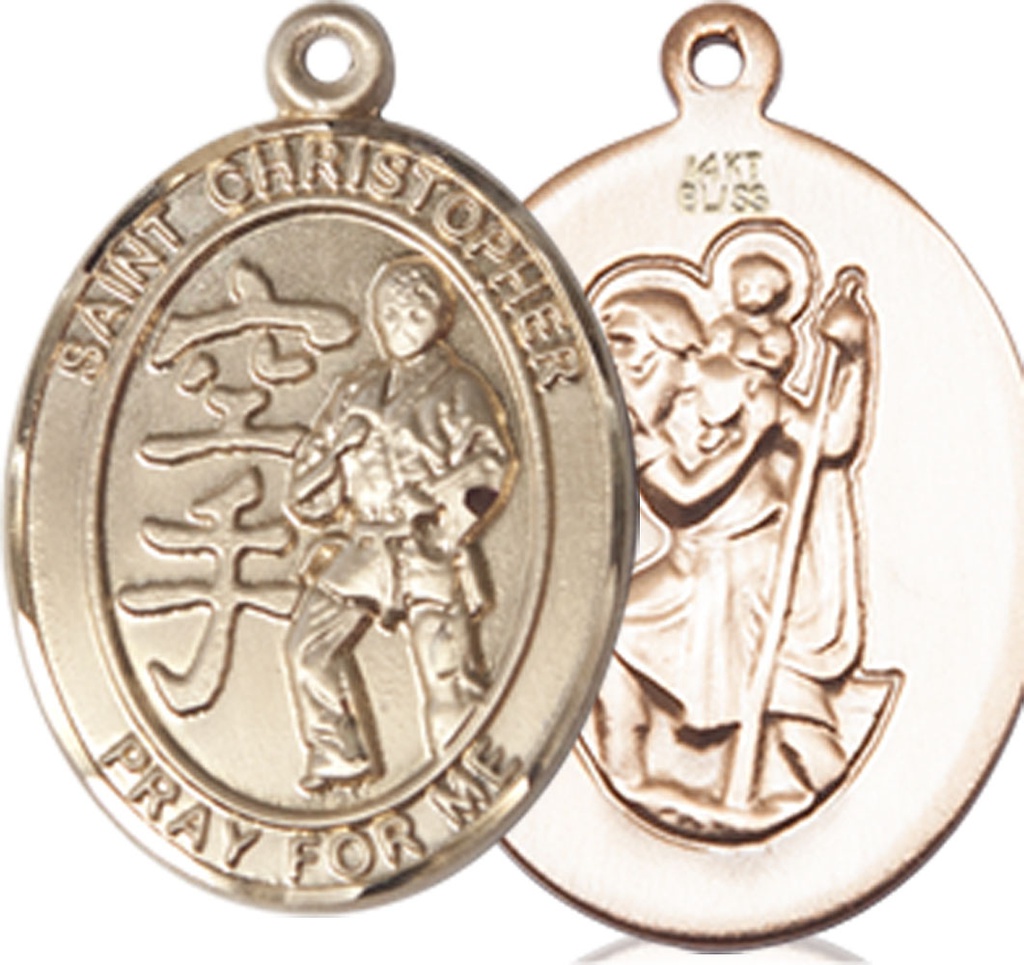 14kt Gold Saint Christopher Karate Medal