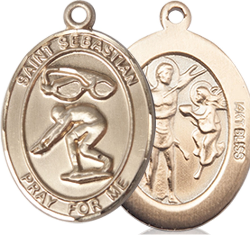 14kt Gold Saint Sebastian Swimming Medal