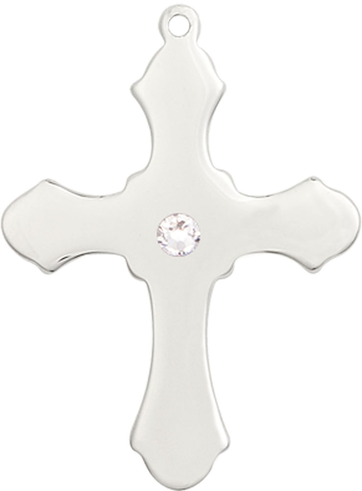 Sterling Silver Cross Medal with a 3mm Crystal Swarovski stone