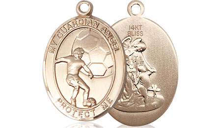 14kt Gold Guardian Angel Soccer Medal