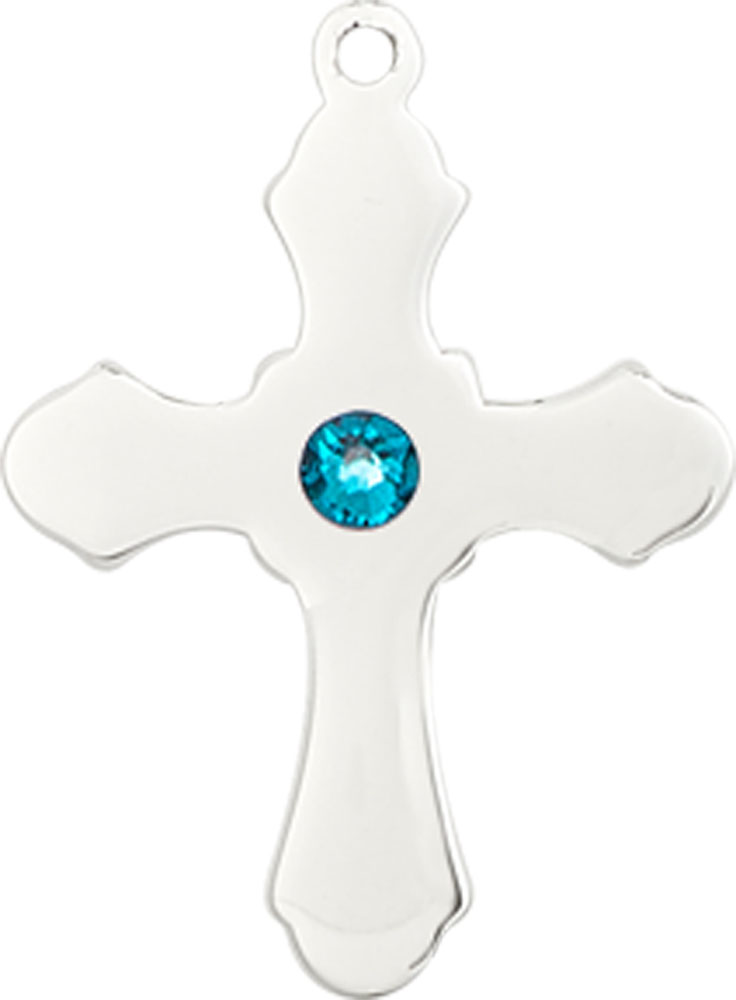 Sterling Silver Cross Medal with a 3mm Zircon Swarovski stone