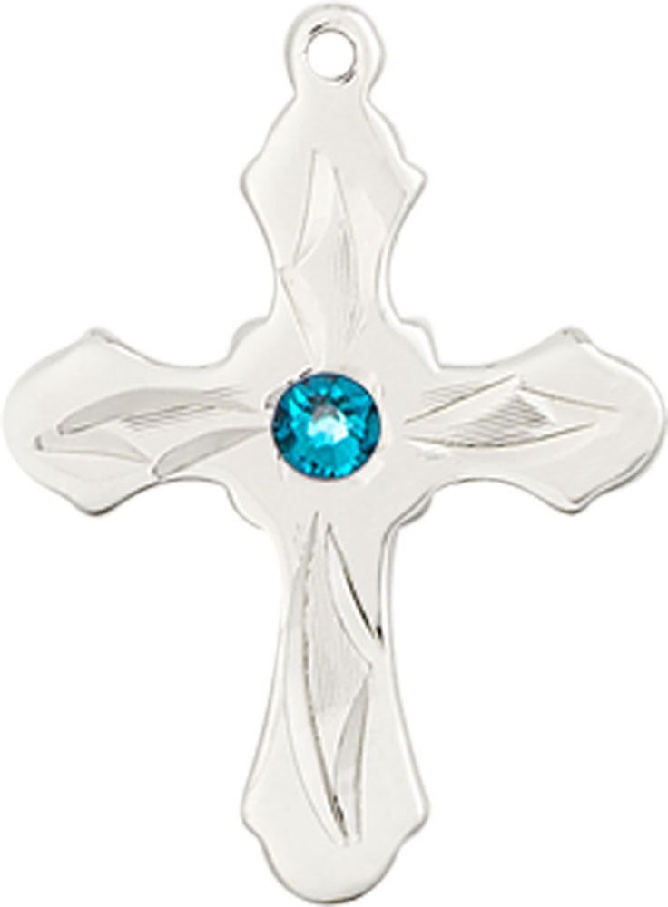 Sterling Silver Cross Medal with a 3mm Zircon Swarovski stone