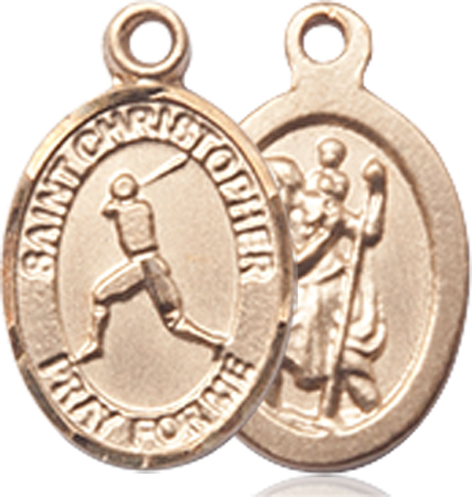 14kt Gold Saint Christopher Baseball Medal