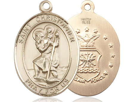 14kt Gold Filled Saint Christopher Air Force Medal