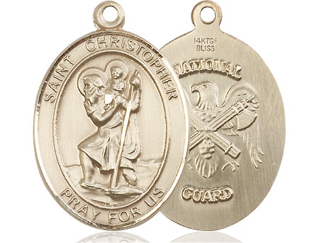 14kt Gold Filled Saint Christopher National Guard Medal