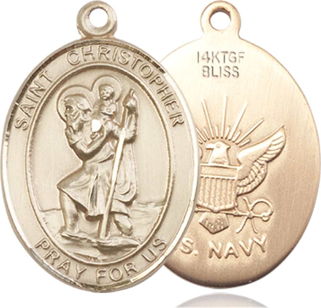 14kt Gold Filled Saint Christopher Navy Medal