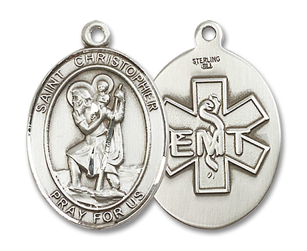 Sterling Silver Saint Christopher EMT Medal