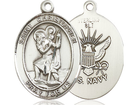 Sterling Silver Saint Christopher Navy Medal