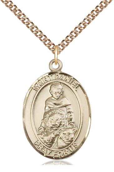 14kt Gold Filled Saint Daniel Pendant on a 24 inch Gold Filled Heavy Curb chain