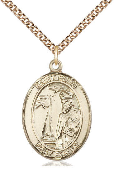 14kt Gold Filled Saint Elmo Pendant on a 24 inch Gold Filled Heavy Curb chain