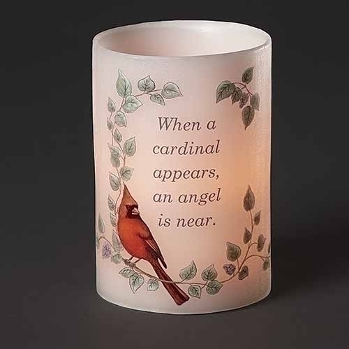 6"H Memorial Led  Candle - Cardinal