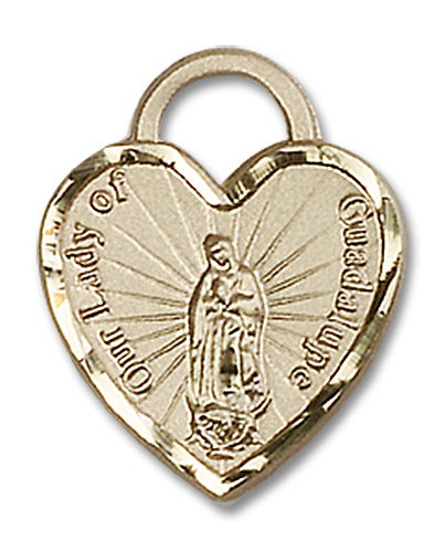 14kt Gold Filled Our Lady of Guadalupe Heart Medal
