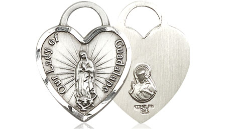 Sterling Silver Our Lady of Guadalupe Heart Medal