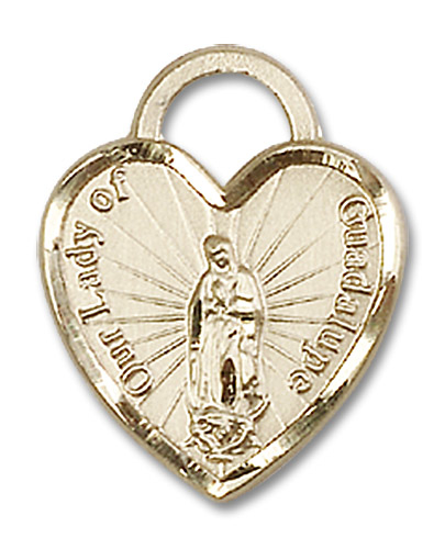 14kt Gold Filled Our Lady of Guadalupe Heart Recuerdo Medal