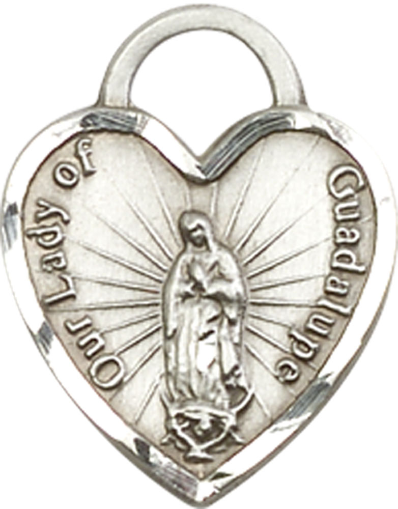 Sterling Silver Our of Guadalupe Heart Medal