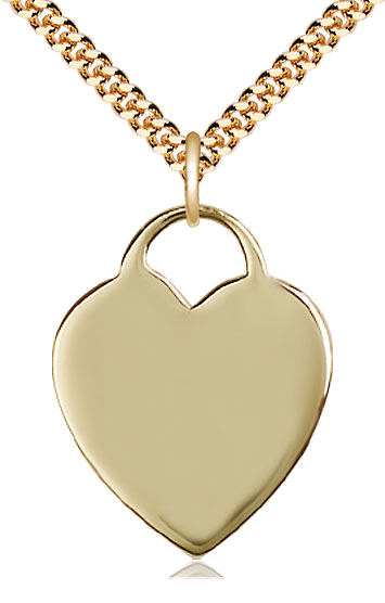 14kt Gold Filled Heart Pendant on a 24 inch Gold Plate Heavy Curb chain